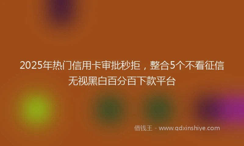 2025年热门信用卡审批秒拒，整合5个不看征信无视黑白百分百下款平台