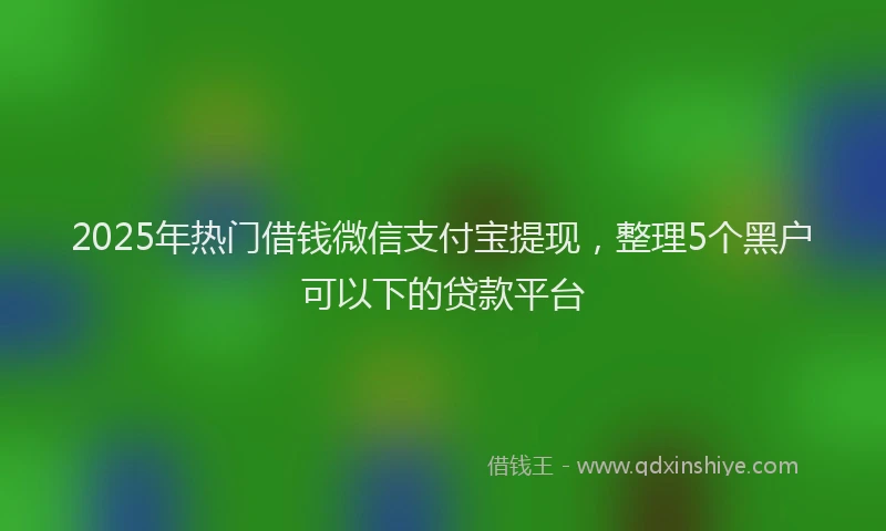 2025年热门借钱微信支付宝提现，整理5个黑户可以下的贷款平台
