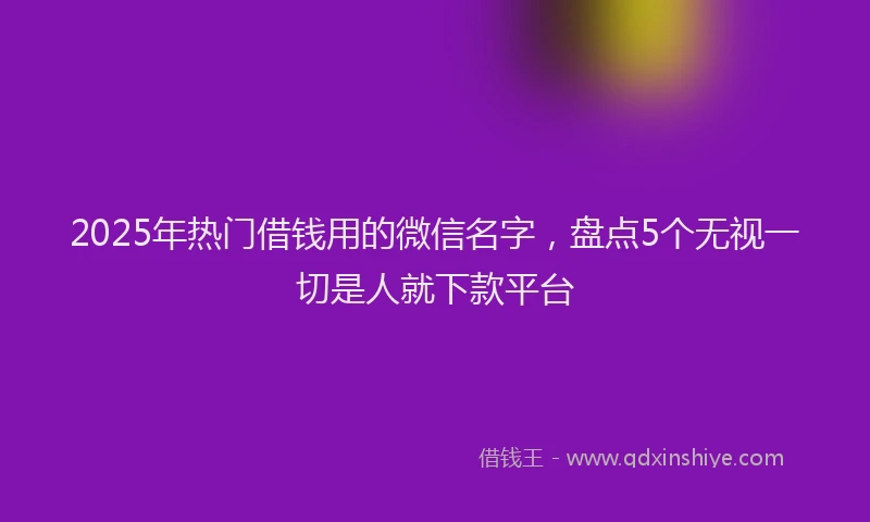 2025年热门借钱用的微信名字，盘点5个无视一切是人就下款平台