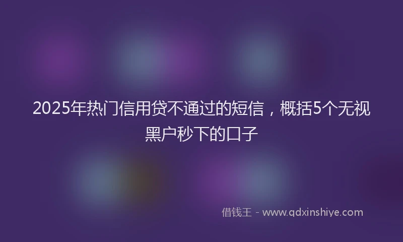 2025年热门信用贷不通过的短信，概括5个无视黑户秒下的口子