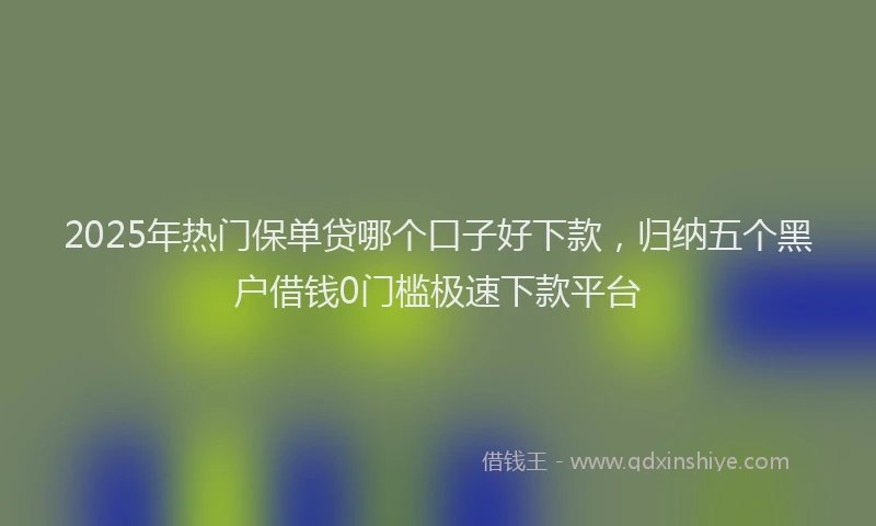 2025年热门保单贷哪个口子好下款，归纳五个黑户借钱0门槛极速下款平台