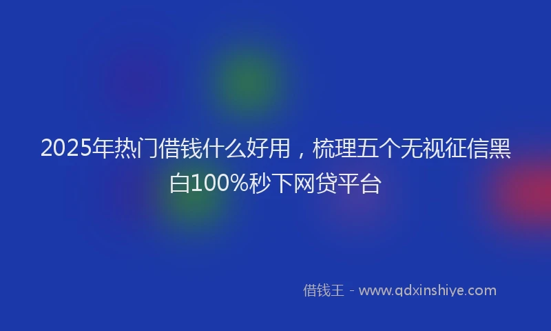 2025年热门借钱什么好用，梳理五个无视征信黑白100%秒下网贷平台