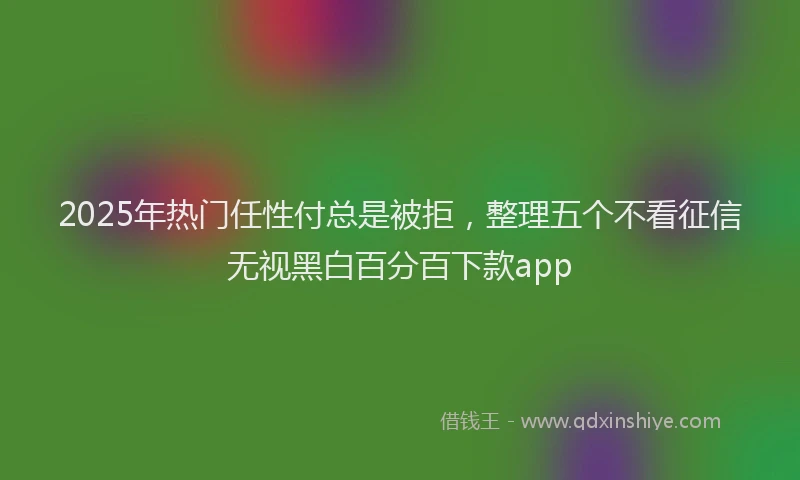 2025年热门任性付总是被拒，整理五个不看征信无视黑白百分百下款app
