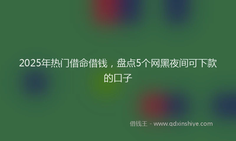 2025年热门借命借钱，盘点5个网黑夜间可下款的口子