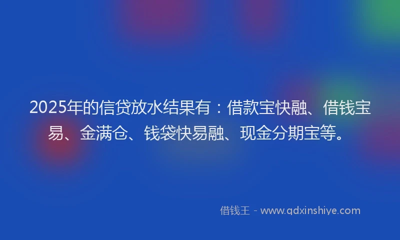 2025年的信贷放水结果有：借款宝快融、借钱宝易、金满仓、钱袋快易融、现金分期宝等。