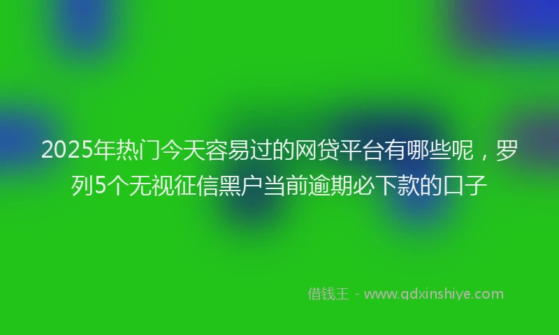 2025年热门今天容易过的网贷平台有哪些呢，罗列5个无视征信黑户当前逾期必下款的口子