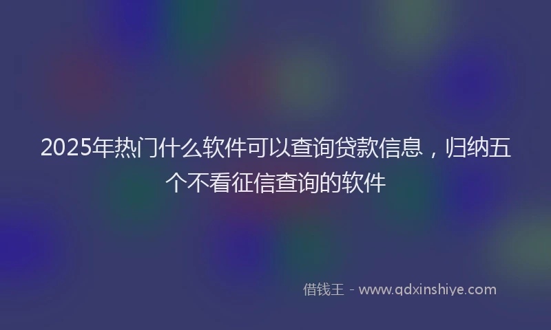2025年热门什么软件可以查询贷款信息，归纳五个不看征信查询的软件