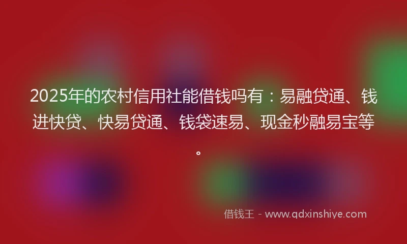 2025年的农村信用社能借钱吗有：易融贷通、钱进快贷、快易贷通、钱袋速易、现金秒融易宝等。