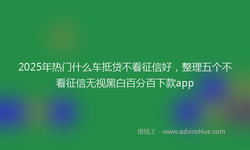 2025年热门什么车抵贷不看征信好，整理五个不看征信无视黑白百分百下款app