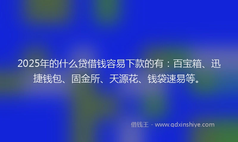 2025年的什么贷借钱容易下款的有：百宝箱、迅捷钱包、固金所、天源花、钱袋速易等。