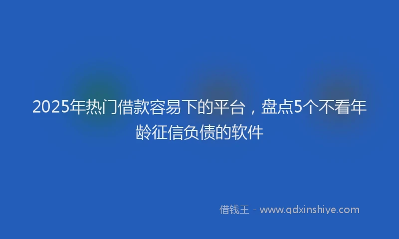2025年热门借款容易下的平台，盘点5个不看年龄征信负债的软件