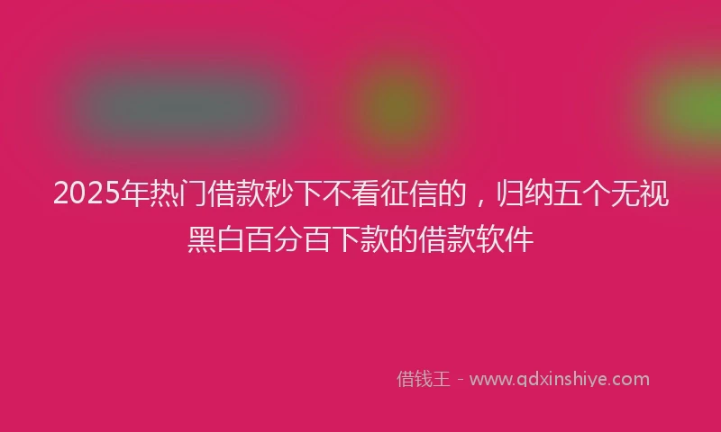 2025年热门借款秒下不看征信的，归纳五个无视黑白百分百下款的借款软件