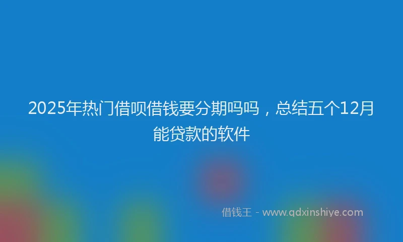 2025年热门借呗借钱要分期吗吗，总结五个12月能贷款的软件