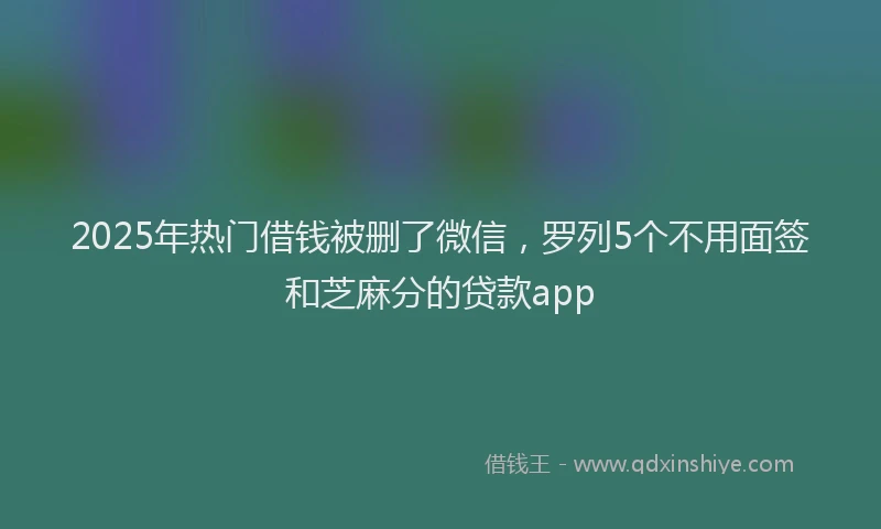 2025年热门借钱被删了微信，罗列5个不用面签和芝麻分的贷款app