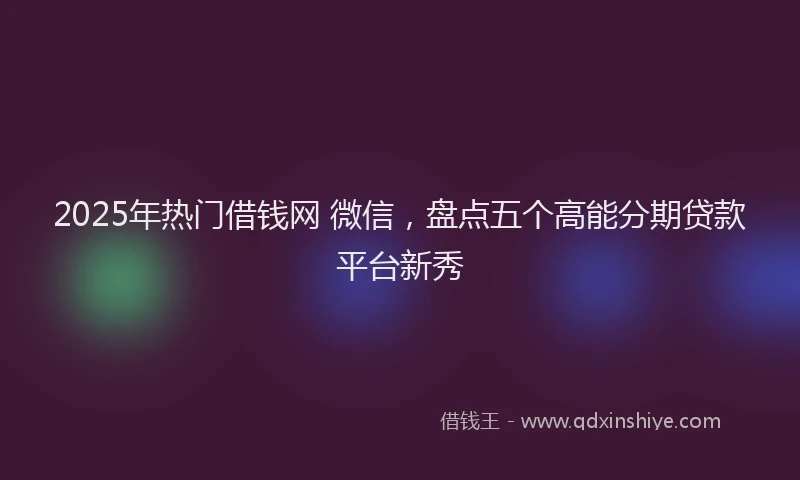 2025年热门借钱网 微信，盘点五个高能分期贷款平台新秀