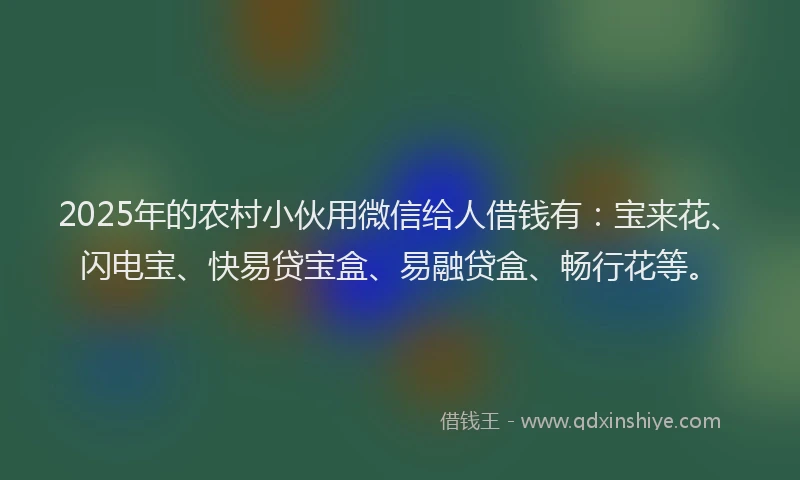2025年的农村小伙用微信给人借钱有：宝来花、闪电宝、快易贷宝盒、易融贷盒、畅行花等。