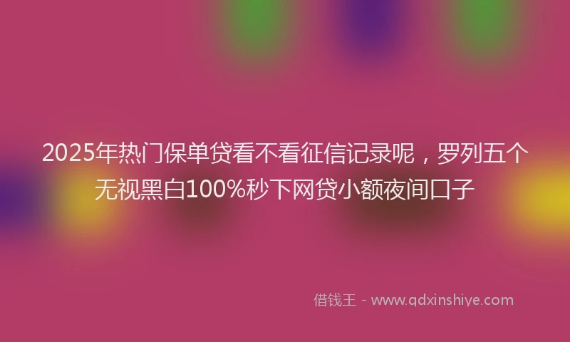 2025年热门保单贷看不看征信记录呢，罗列五个无视黑白100%秒下网贷小额夜间口子
