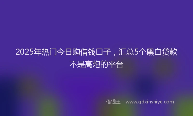 2025年热门今日购借钱口子，汇总5个黑白贷款不是高炮的平台