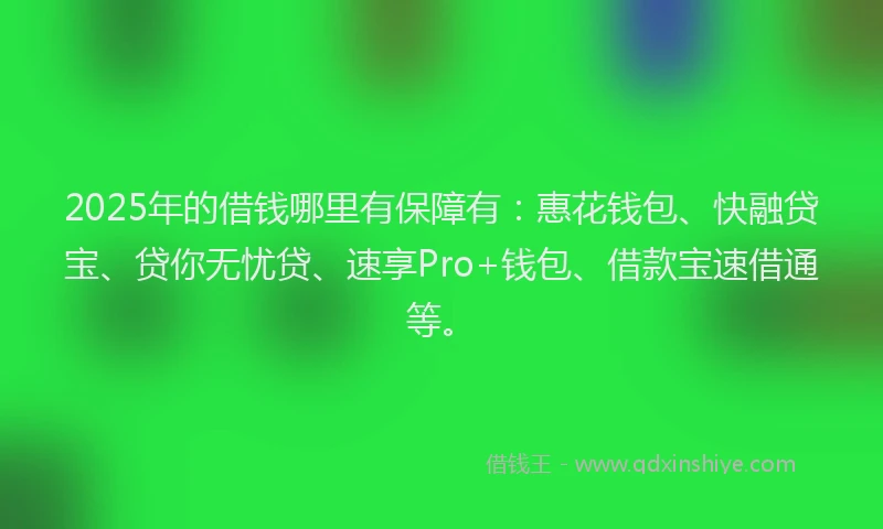 2025年的借钱哪里有保障有：惠花钱包、快融贷宝、贷你无忧贷、速享Pro+钱包、借款宝速借通等。