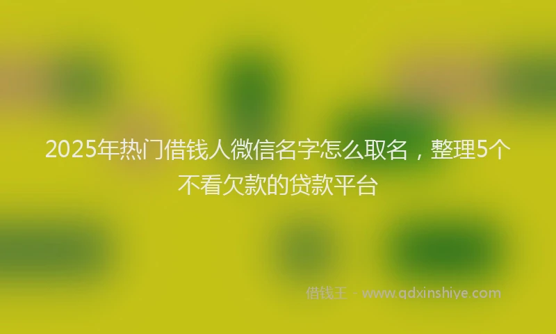 2025年热门借钱人微信名字怎么取名，整理5个不看欠款的贷款平台