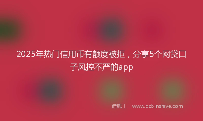 2025年热门信用币有额度被拒，分享5个网贷口子风控不严的app