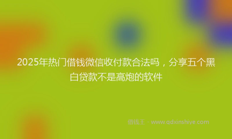 2025年热门借钱微信收付款合法吗，分享五个黑白贷款不是高炮的软件