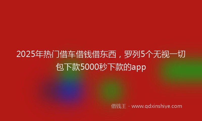 2025年热门借车借钱借东西，罗列5个无视一切包下款5000秒下款的app