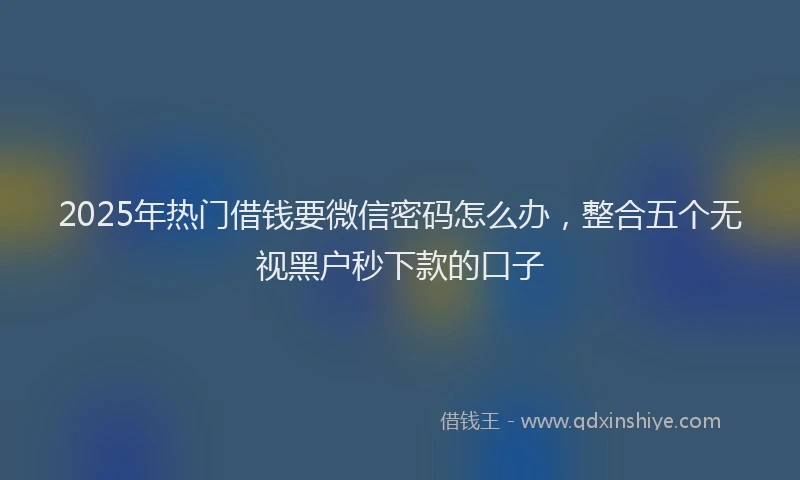 2025年热门借钱要微信密码怎么办，整合五个无视黑户秒下款的口子