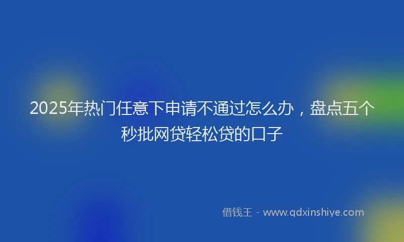 2025年热门任意下申请不通过怎么办，盘点五个秒批网贷轻松贷的口子