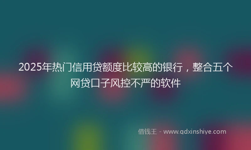 2025年热门信用贷额度比较高的银行，整合五个网贷口子风控不严的软件
