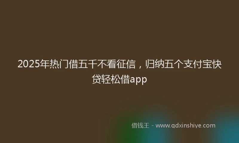 2025年热门借五千不看征信，归纳五个支付宝快贷轻松借app