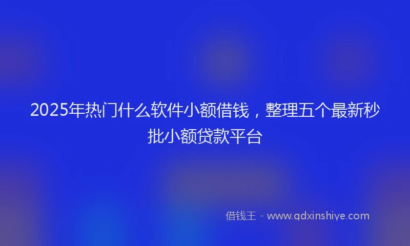 2025年热门什么软件小额借钱，整理五个最新秒批小额贷款平台