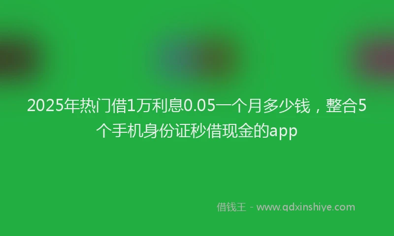 2025年热门借1万利息0.05一个月多少钱，整合5个手机身份证秒借现金的app