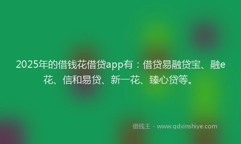 2025年的借钱花借贷app有：借贷易融贷宝、融e花、信和易贷、新一花、臻心贷等。