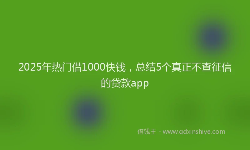 2025年热门借1000快钱，总结5个真正不查征信的贷款app