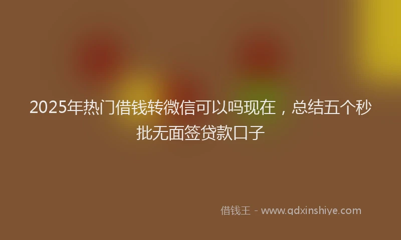 2025年热门借钱转微信可以吗现在，总结五个秒批无面签贷款口子