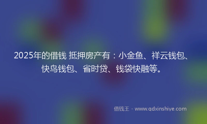 2025年的借钱 抵押房产有：小金鱼、祥云钱包、快鸟钱包、省时贷、钱袋快融等。
