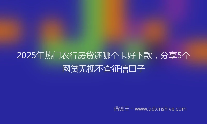 2025年热门农行房贷还哪个卡好下款，分享5个网贷无视不查征信口子