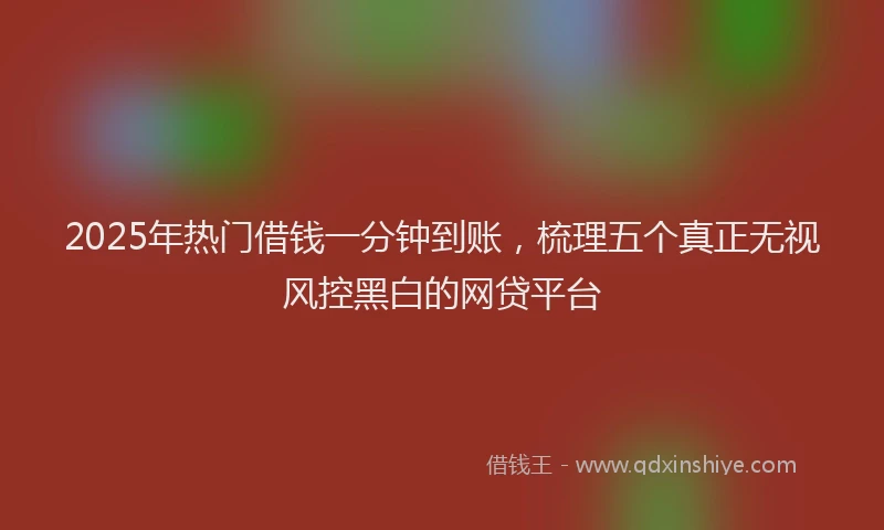 2025年热门借钱一分钟到账，梳理五个真正无视风控黑白的网贷平台