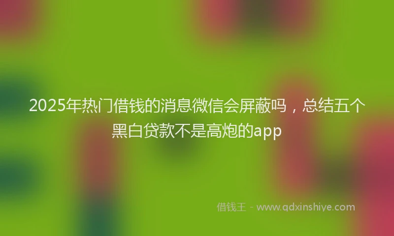 2025年热门借钱的消息微信会屏蔽吗，总结五个黑白贷款不是高炮的app