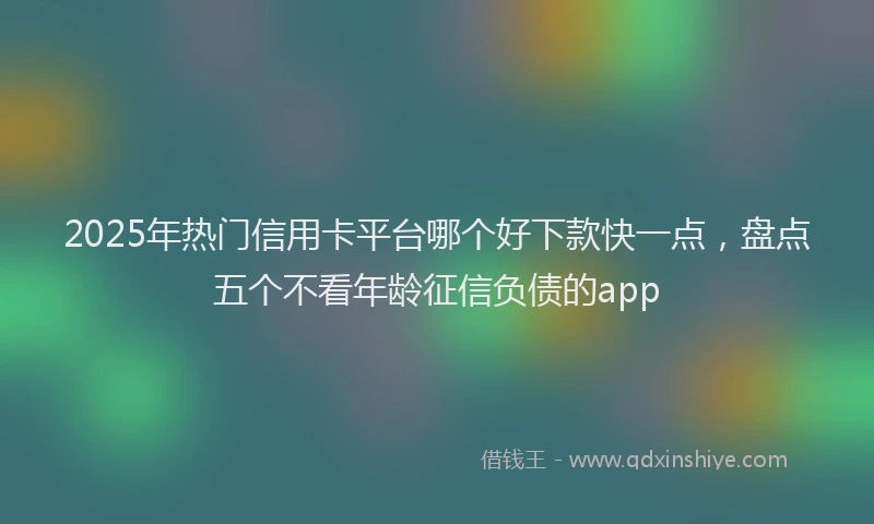 2025年热门信用卡平台哪个好下款快一点，盘点五个不看年龄征信负债的app
