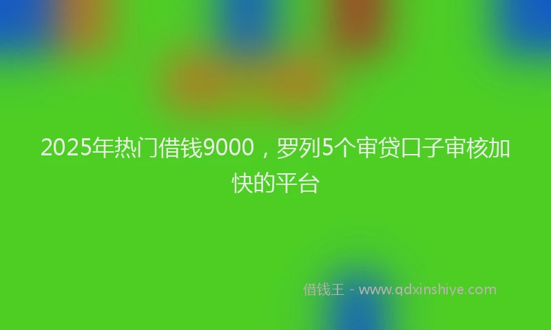 2025年热门借钱9000，罗列5个审贷口子审核加快的平台