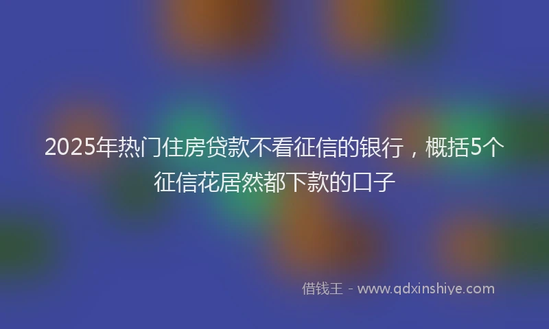 2025年热门住房贷款不看征信的银行，概括5个征信花居然都下款的口子