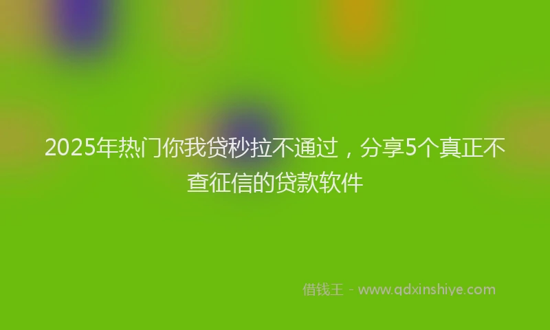2025年热门你我贷秒拉不通过，分享5个真正不查征信的贷款软件