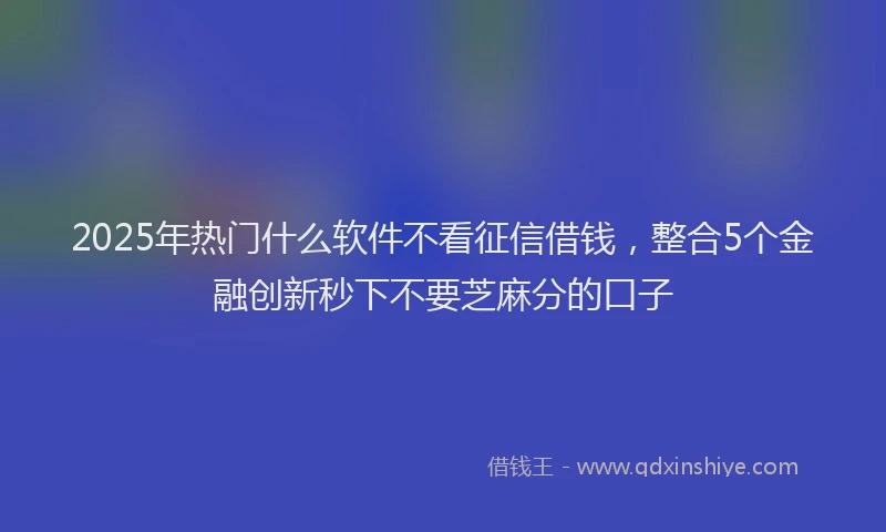2025年热门什么软件不看征信借钱，整合5个金融创新秒下不要芝麻分的口子
