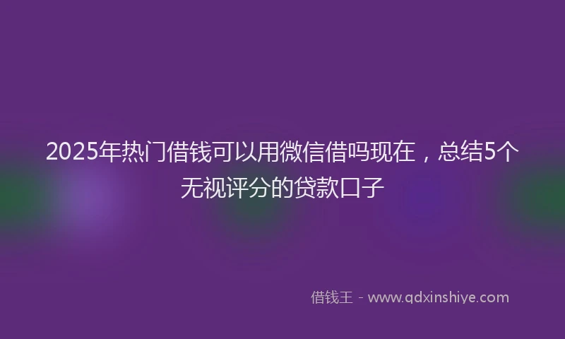 2025年热门借钱可以用微信借吗现在，总结5个无视评分的贷款口子
