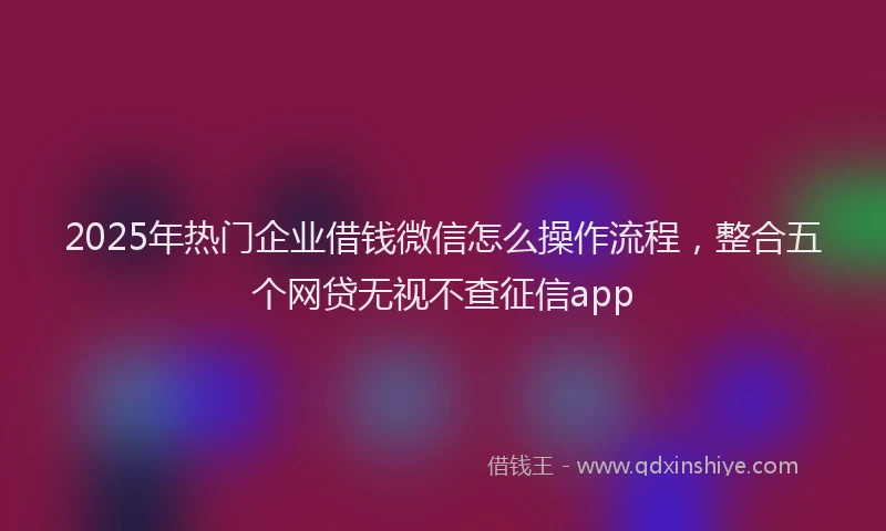 2025年热门企业借钱微信怎么操作流程，整合五个网贷无视不查征信app