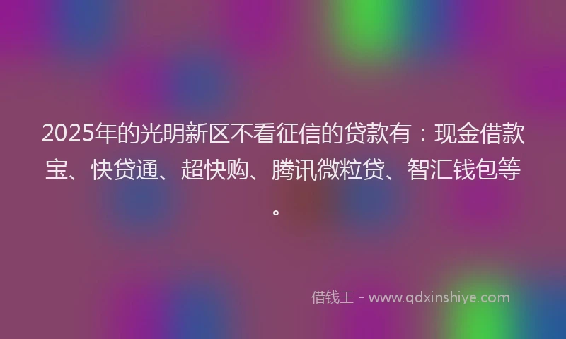 2025年的光明新区不看征信的贷款有：现金借款宝、快贷通、超快购、腾讯微粒贷、智汇钱包等。