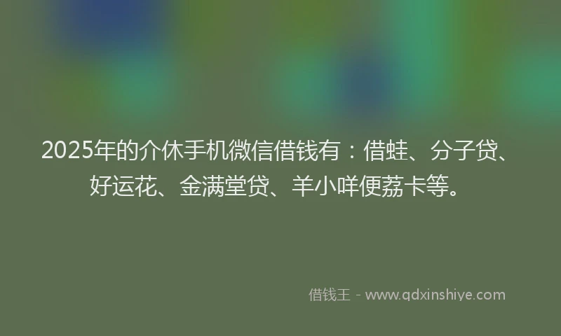 2025年的介休手机微信借钱有：借蛙、分子贷、好运花、金满堂贷、羊小咩便荔卡等。