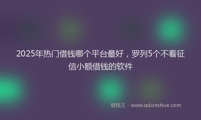 2025年热门借钱哪个平台最好，罗列5个不看征信小额借钱的软件